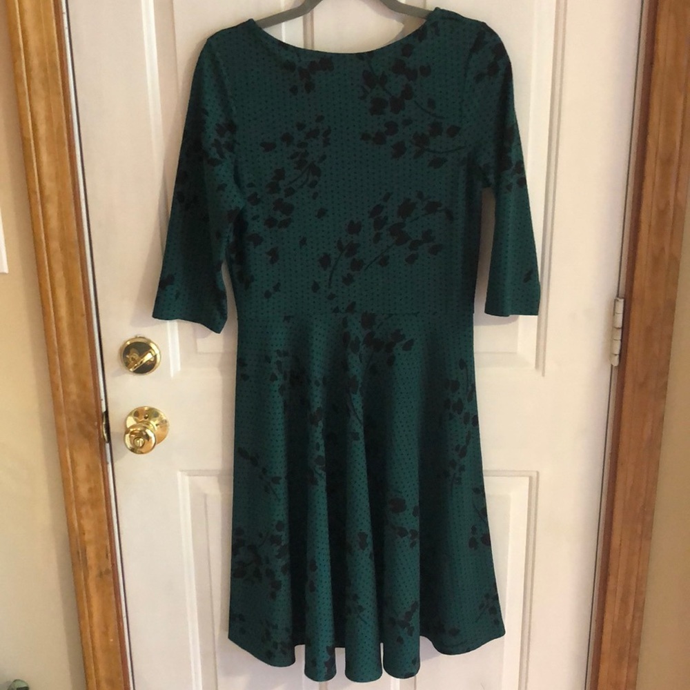 Leota forest green and black dress (M)